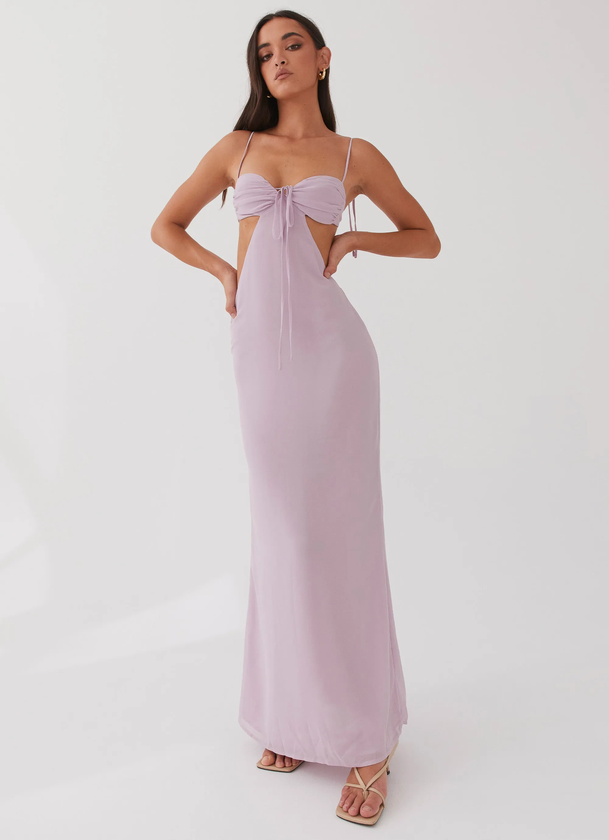 Tyra Ruched Maxi Dress - Lavender