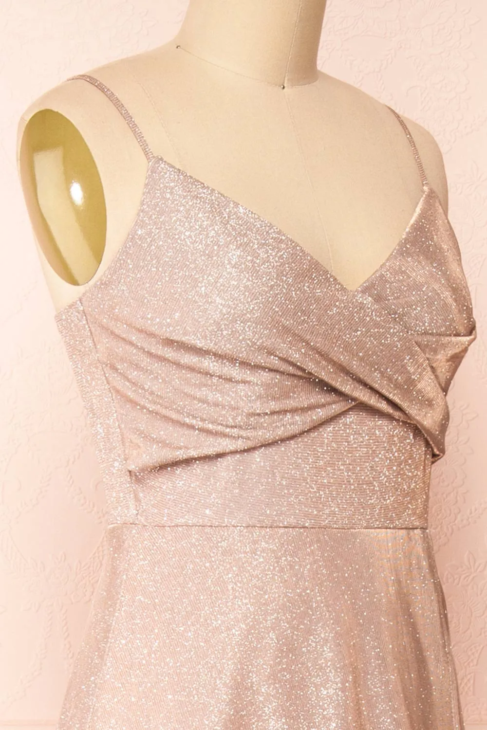 Velouette | Shimmery Rosegold Maxi Dress