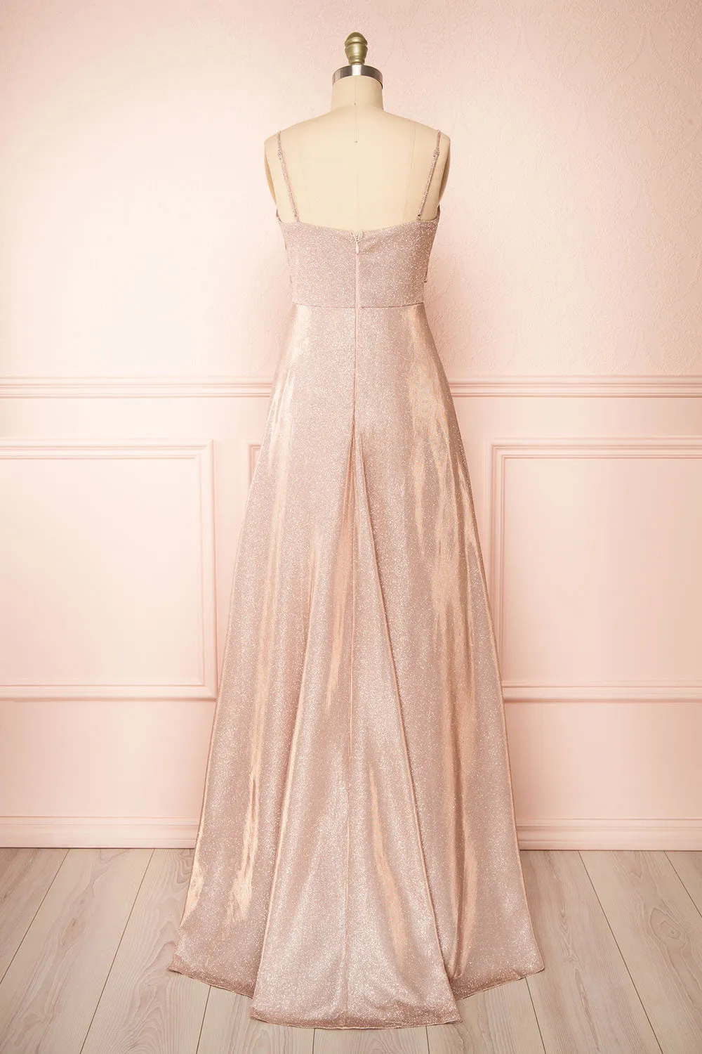 Velouette | Shimmery Rosegold Maxi Dress