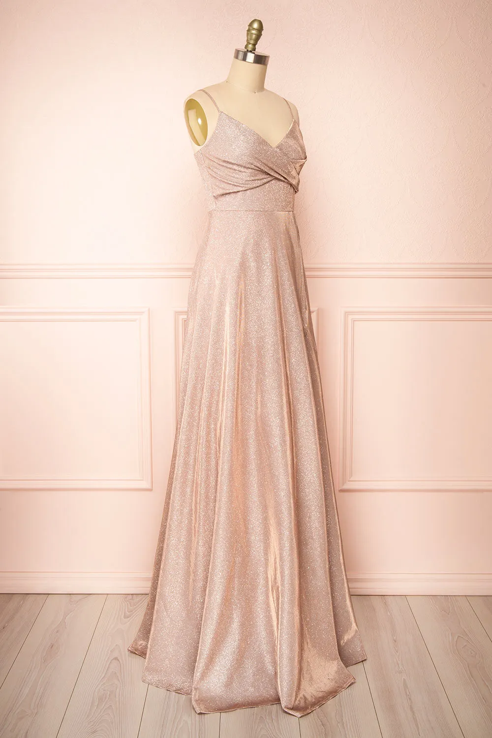 Velouette | Shimmery Rosegold Maxi Dress