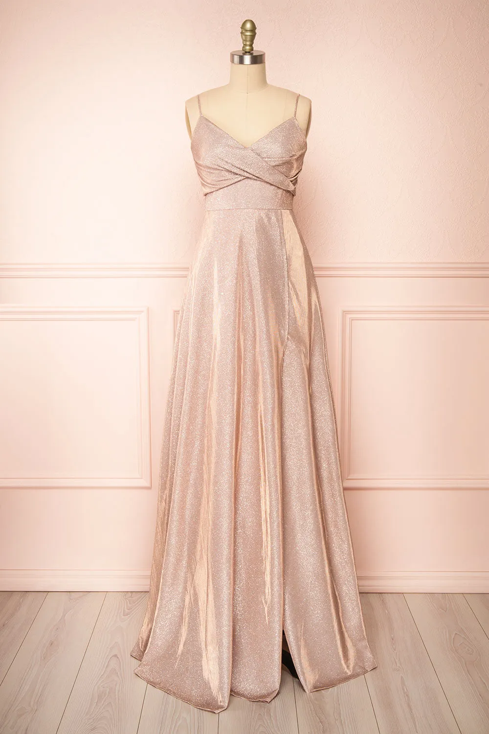 Velouette | Shimmery Rosegold Maxi Dress