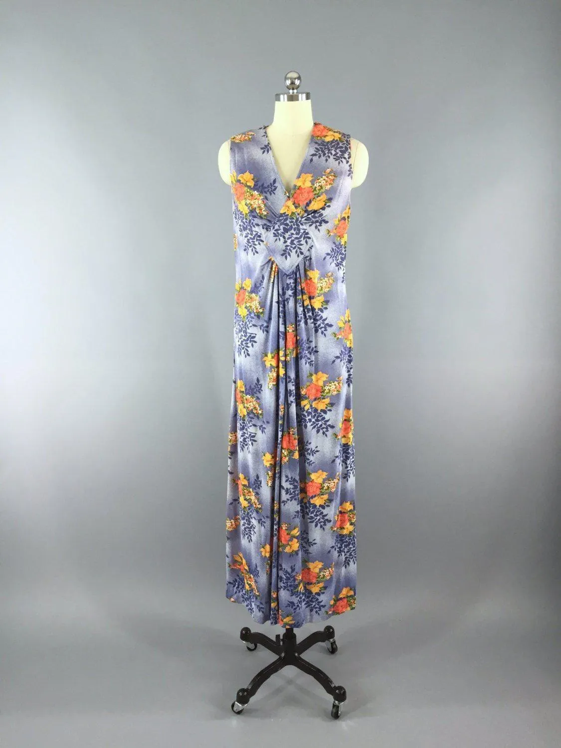 Vintage 1960s Hawaiian Maxi Dress