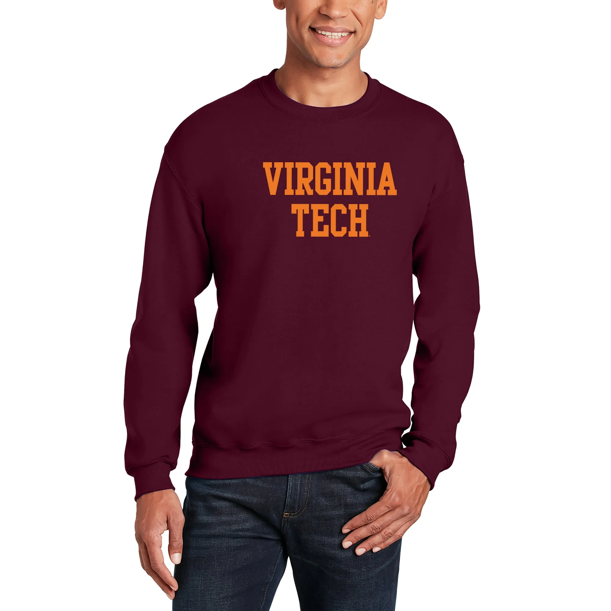 Virginia Tech Basic Block Crewneck - Maroon