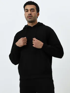 WES Casuals Black Relaxed-Fit Cotton Blend Sweatshirt