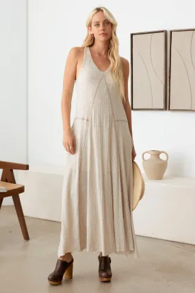 Western Boho Waffle Hip Pocket Maxi Dress