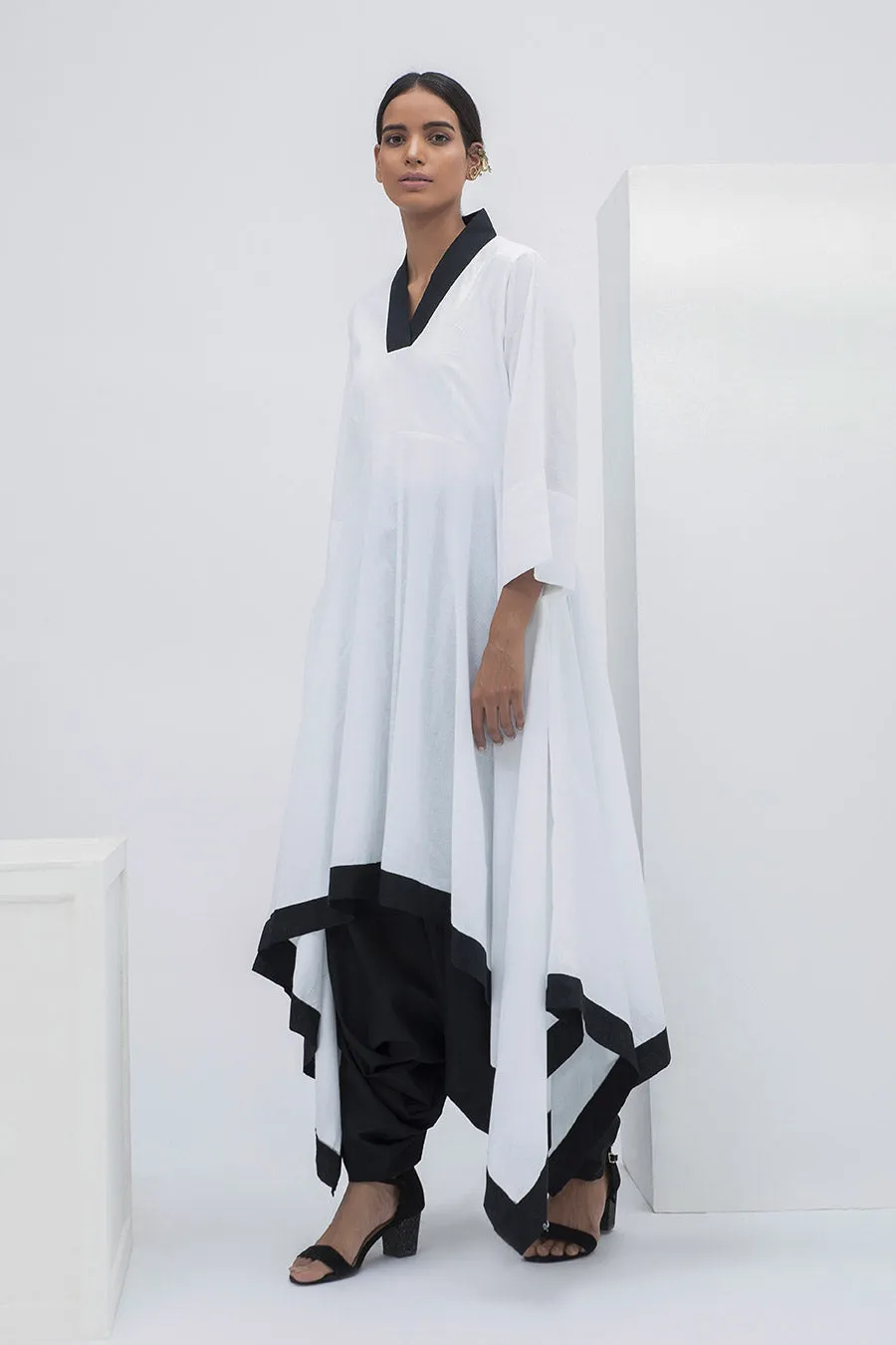 White & Black Handkerchief Tunic