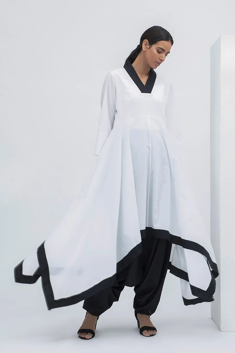 White & Black Handkerchief Tunic