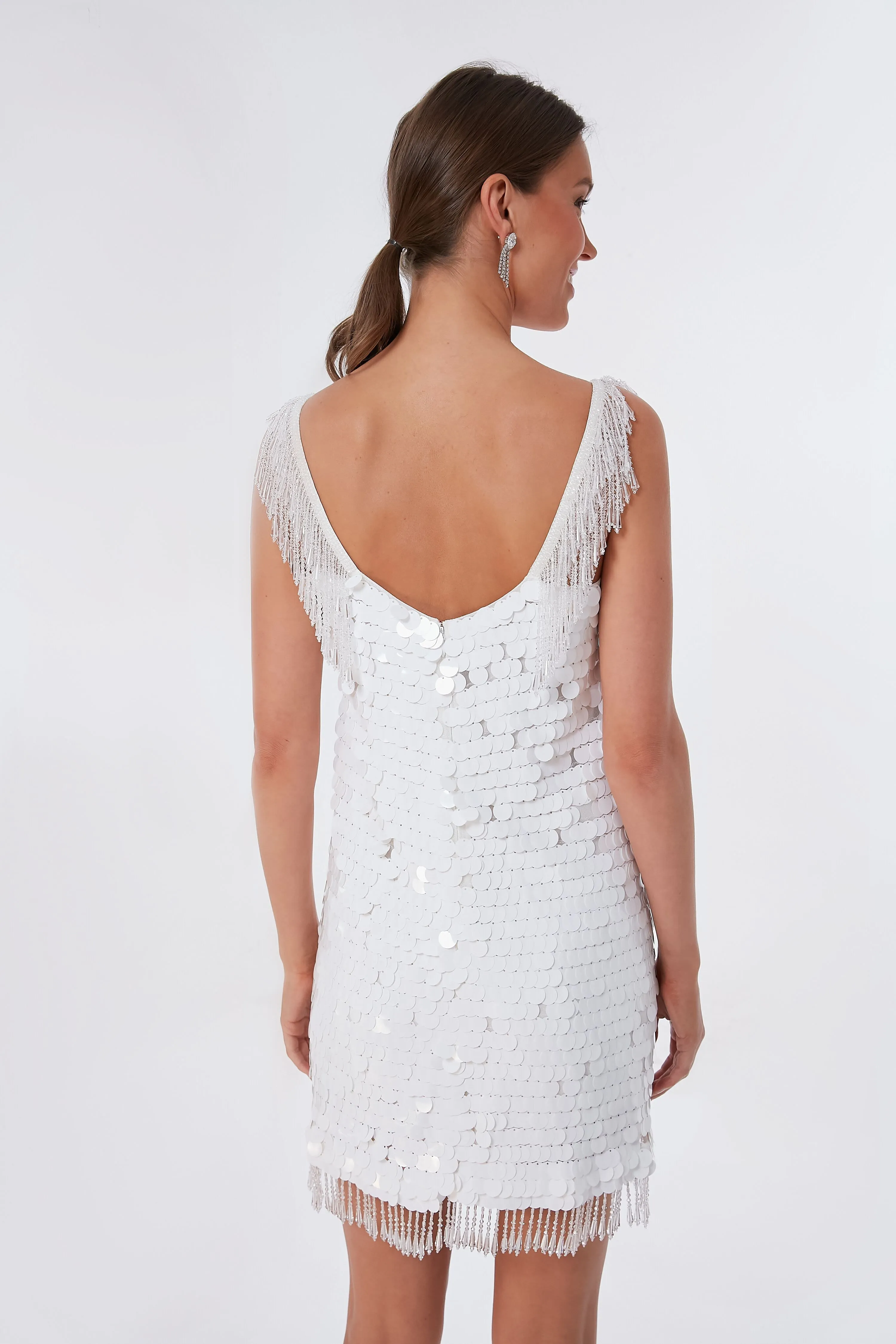 White Paillette Zenovia Dress