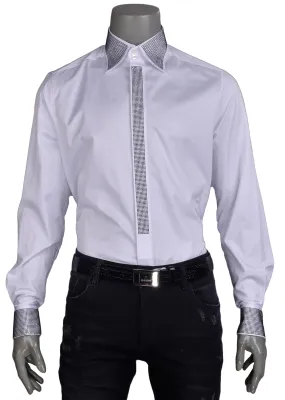 White Panel Rhinestone Shirt