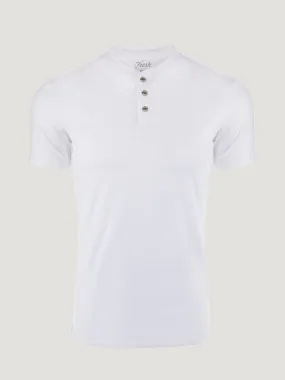 White Short Sleeve Henley