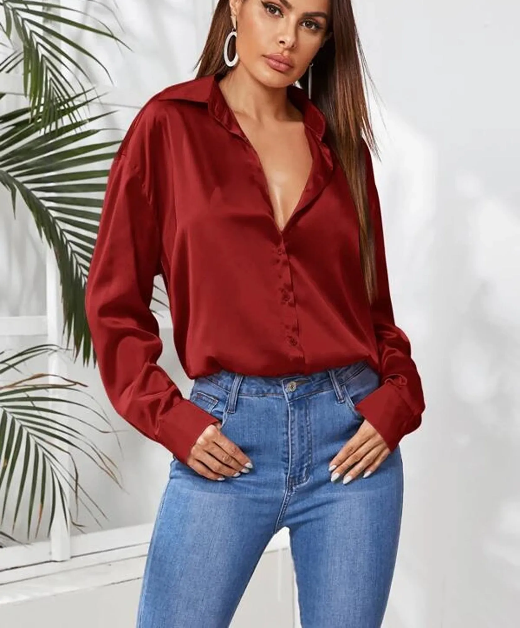 Women Dropdown Satin Shirt