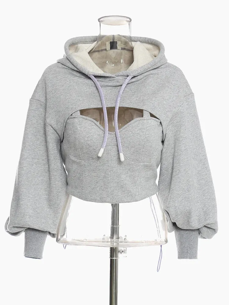 Women's Chic Cropped Hoodie Sweatshirt