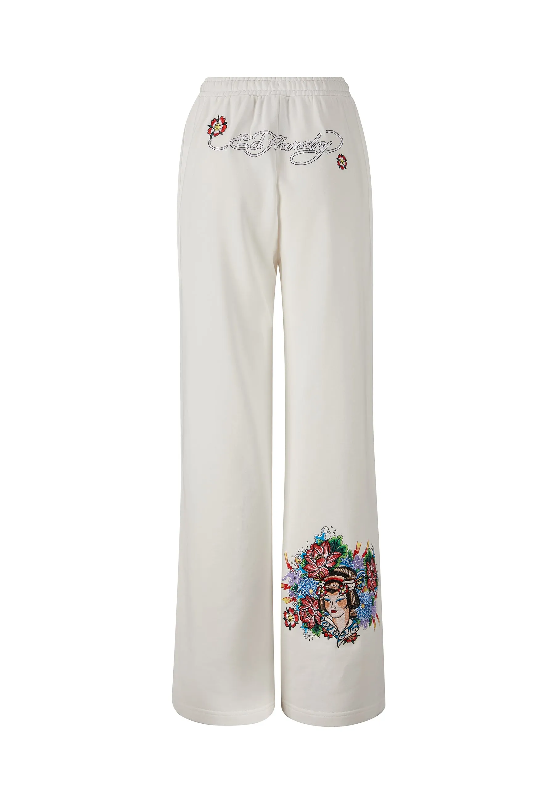 Womens Geisha World Relaxed Joggers - White