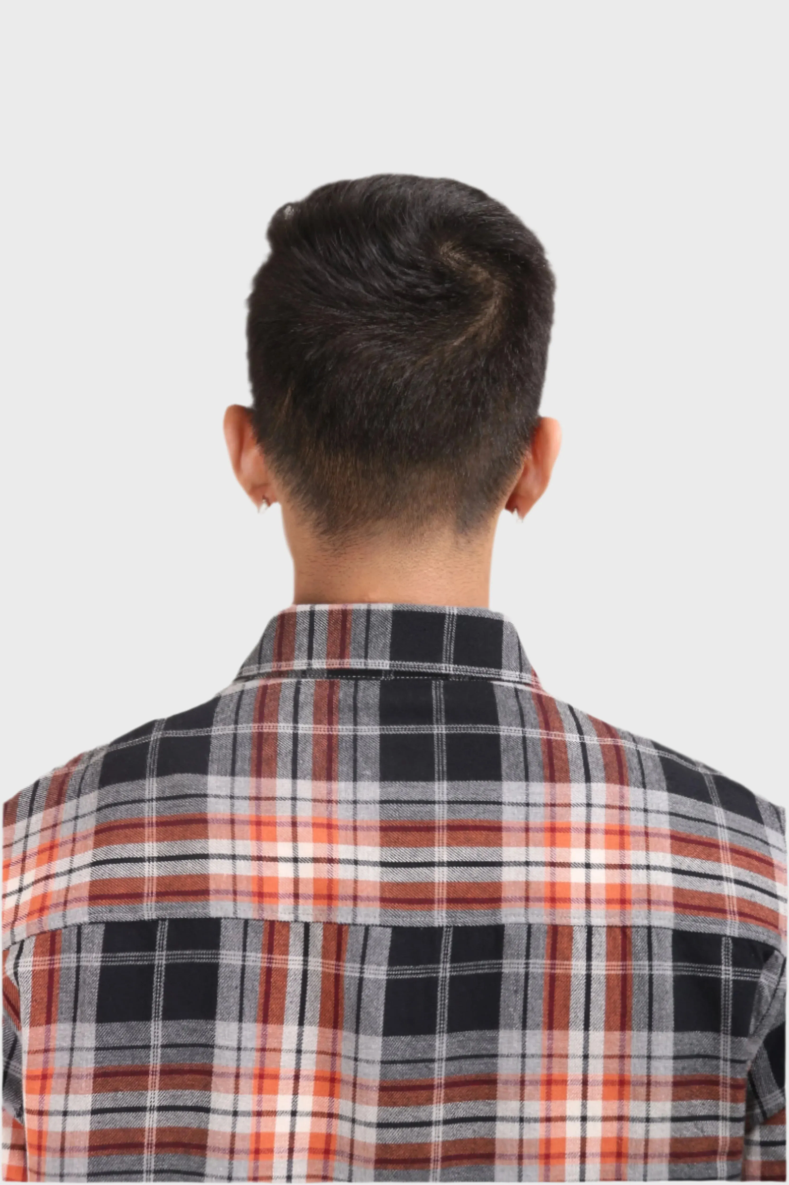 XKIND ORANGE FLANNEL CHECKS REGULAR FIT SHIRT