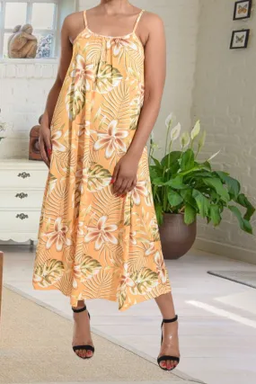 Yellow Floral Strappy Maxi Dress