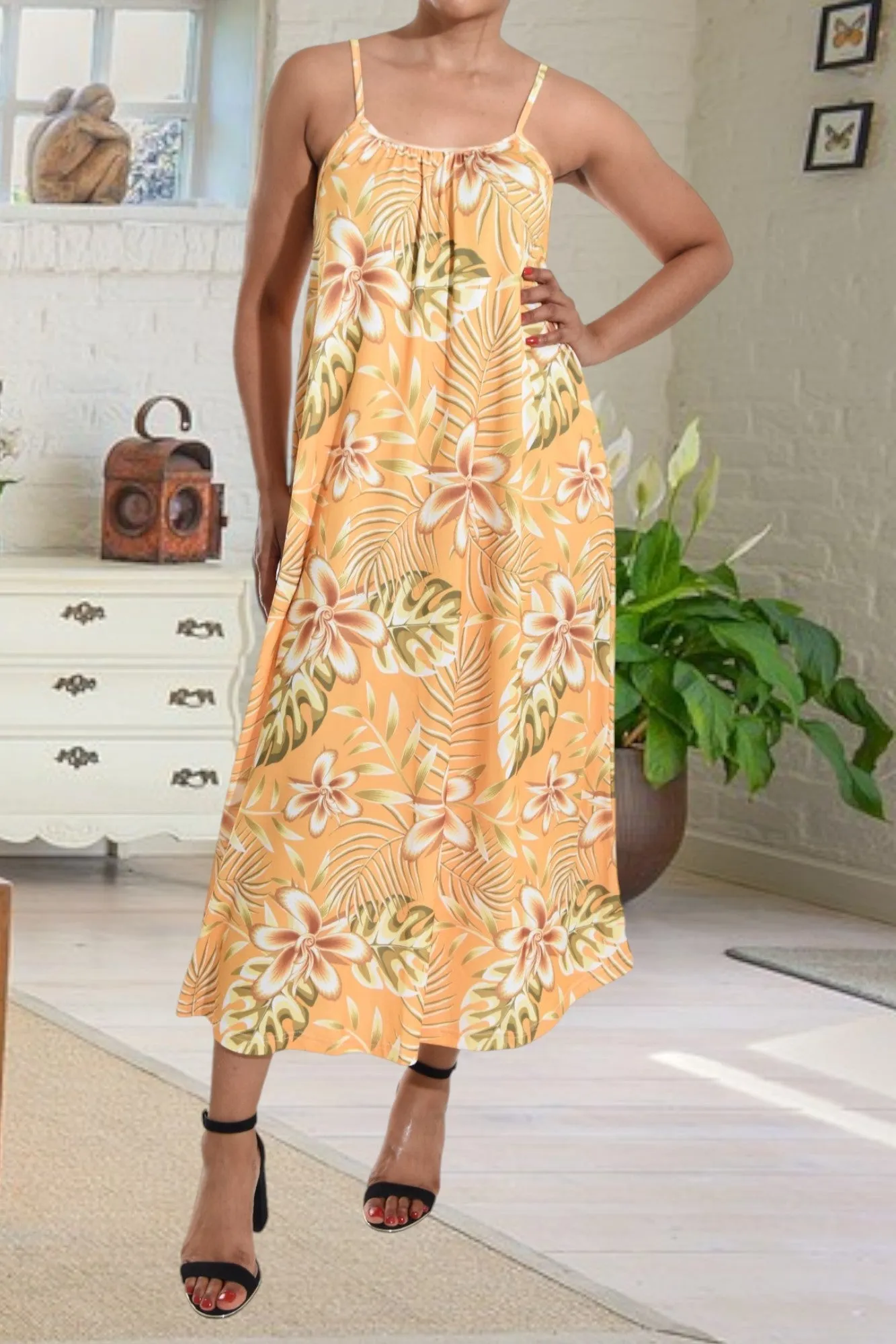 Yellow Floral Strappy Maxi Dress