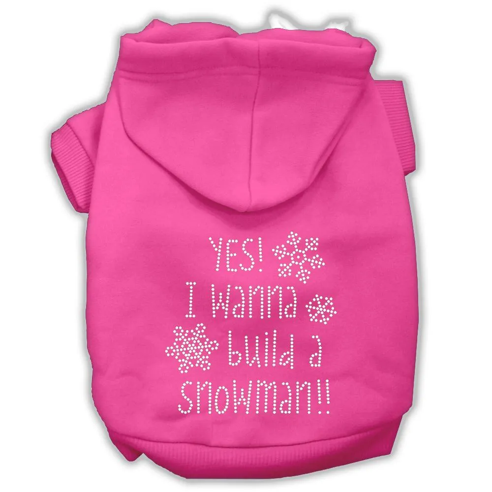 Yes! I Want To Build A Snowman Rhinestone Dog Hoodie Bright Pink Xs (8)